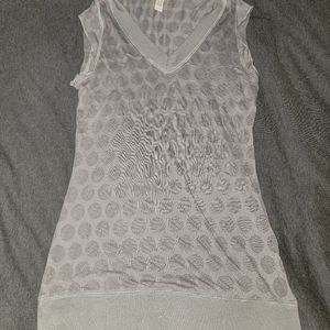 American Rag Polka Dot T-Shirt - Large - Gray